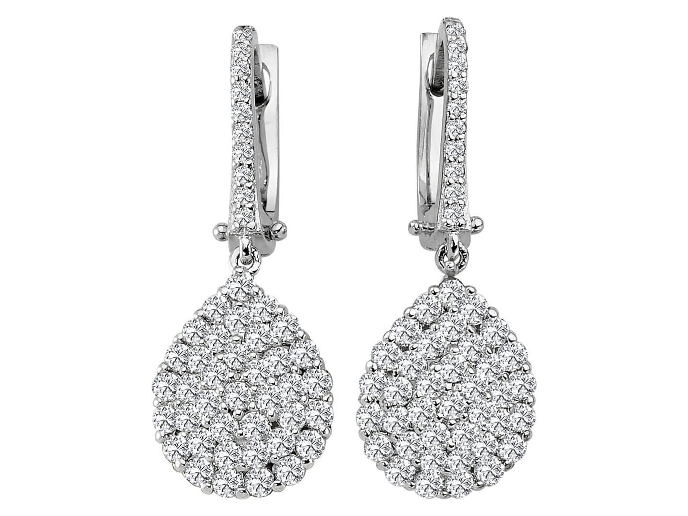 Boucles d'oreilles en or blanc 585 14 carats avec diamants d'un total de 1,57 carat