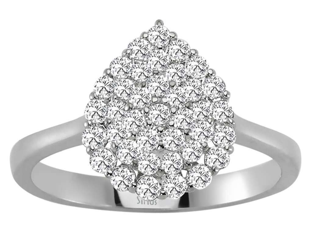Diamant Tropfen Ring - handgefertigter Diamantschmuck aus Feingold | Sirius Diamant