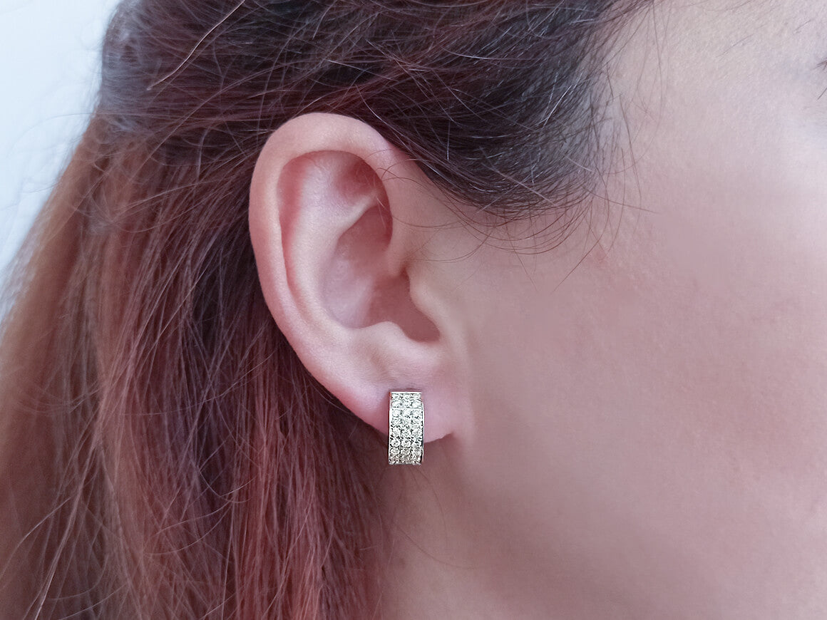 F color 0.80 total carat diamond hoop earrings in 585 14 carat white gold