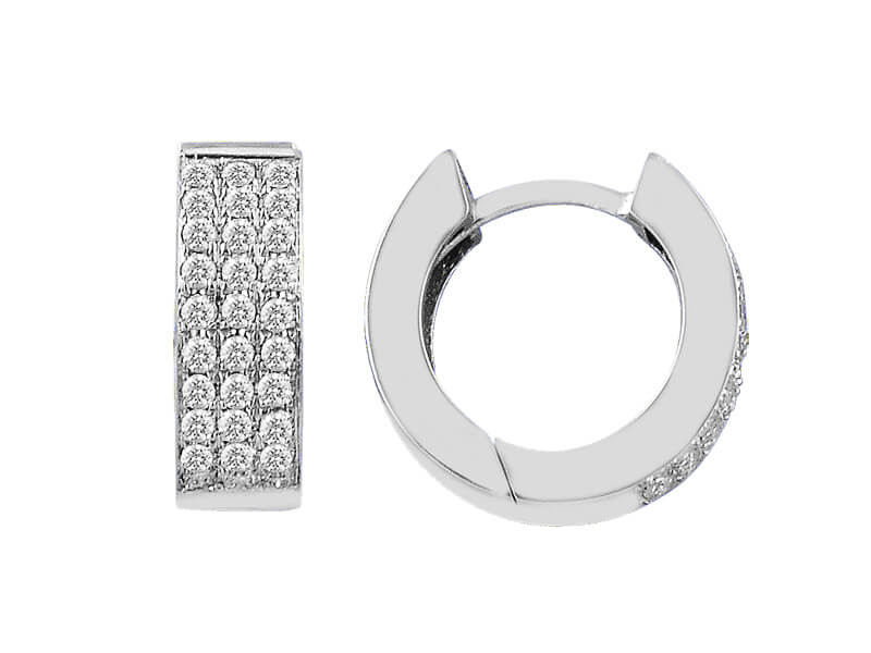 Diamond hoop earrings in 14-carat white gold