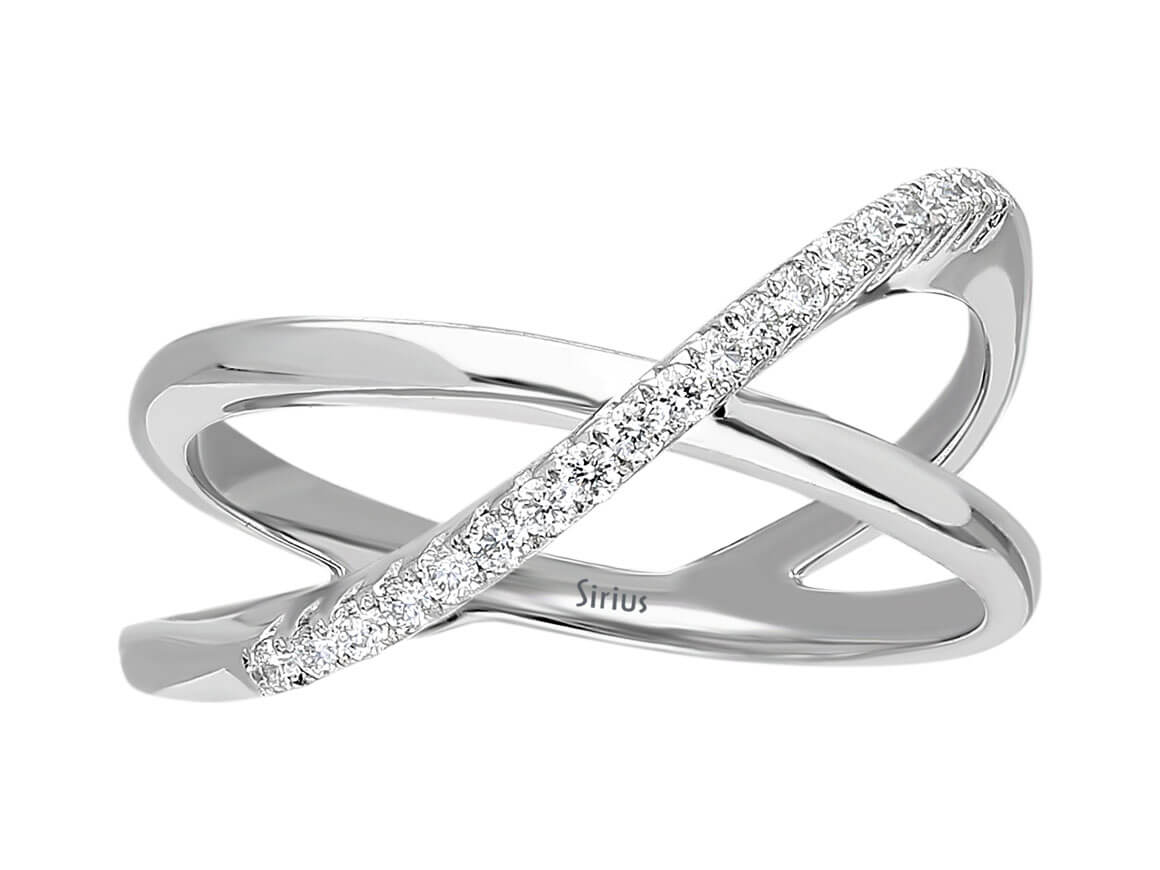 0,14 Karat Diamant halbrundum Modern Allianz in 585er 14 K Weißgold - handgefertigter Diamantschmuck aus Feingold | Sirius Diamant
