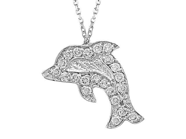 Diamant Delphin Collier in 333er 8 Karat Weißgold