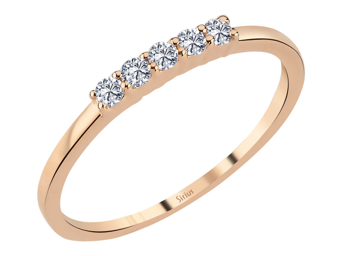 0,15 Karat Diamant 5 Dimanten Allianz - handgefertigter Diamantschmuck aus Feingold | Sirius Diamant
