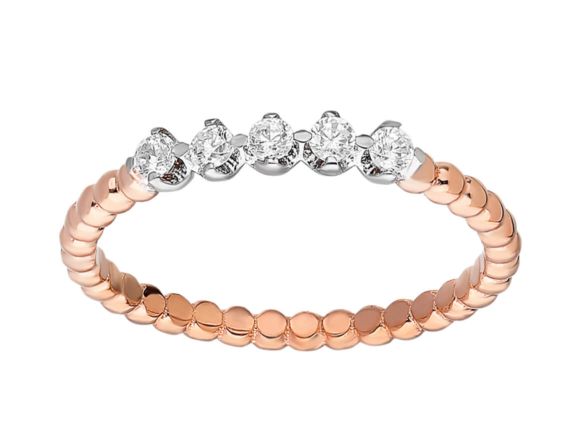 0,18 Carat Diamant 5 Diamanten Allianz - handgefertigter Diamantschmuck aus Feingold | Sirius Diamant