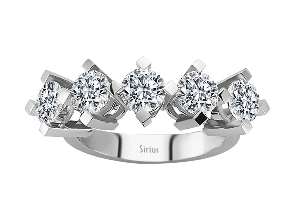 2,62 Carat Diamant 5 Stein Allianz in 585er 14 Karat Weißgold - handgefertigter Diamantschmuck aus Feingold | Sirius Diamant