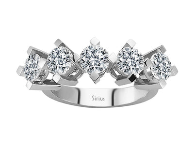 2.62 carat diamond 5 stone alliance in 585 14 carat white gold