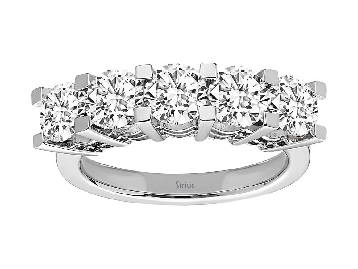 2,50 Carat Diamant 5 Stein Allianz in 14 K Weißgold - handgefertigter Diamantschmuck aus Feingold | Sirius Diamant