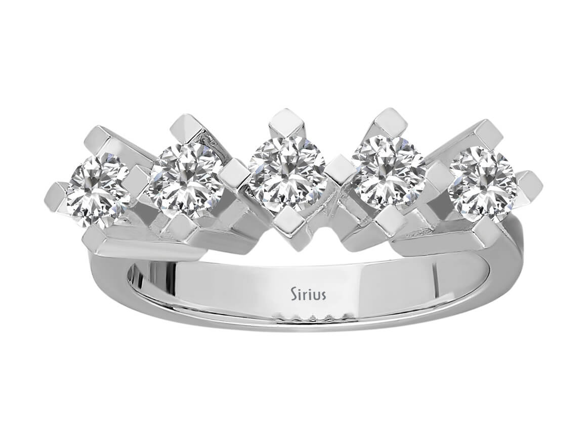 0,77 Carat Diamant 5 Diamanten Allianz - handgefertigter Diamantschmuck aus Feingold | Sirius Diamant