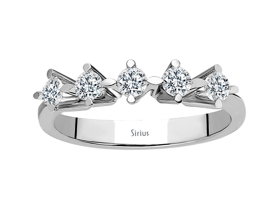 0,45 Carat Diamant 5 Diamanten Allianz in 585er 14K Weißgold - handgefertigter Diamantschmuck aus Feingold | Sirius Diamant