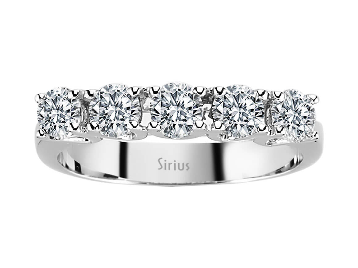 1,07 Carat Diamant 5 Diamanten Allianz in 585er 14 Karat Weißgold - handgefertigter Diamantschmuck aus Feingold | Sirius Diamant