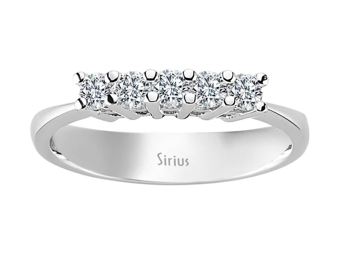 0,42 Carat Diamant 5 Diamanten Allianz in 585er 14 K Weißgold - handgefertigter Diamantschmuck aus Feingold | Sirius Diamant