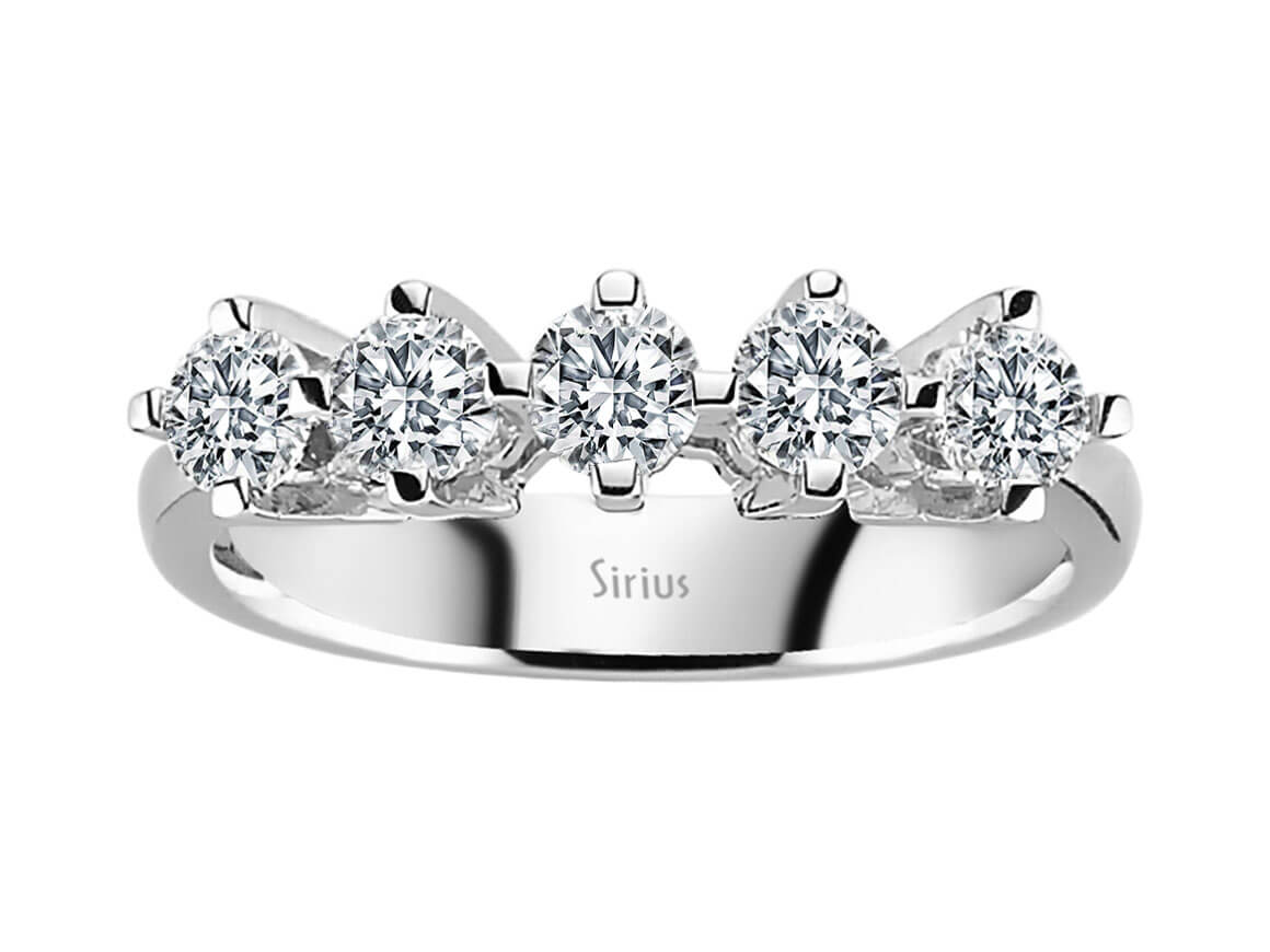 0,96 Carat 5 Diamanten Allianz in 585er 14 K Weißgold - handgefertigter Diamantschmuck aus Feingold | Sirius Diamant