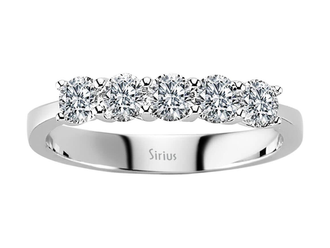 0,81 Carat 5 Diamanten Allianz in 585er 14 K Weißgold - handgefertigter Diamantschmuck aus Feingold | Sirius Diamant