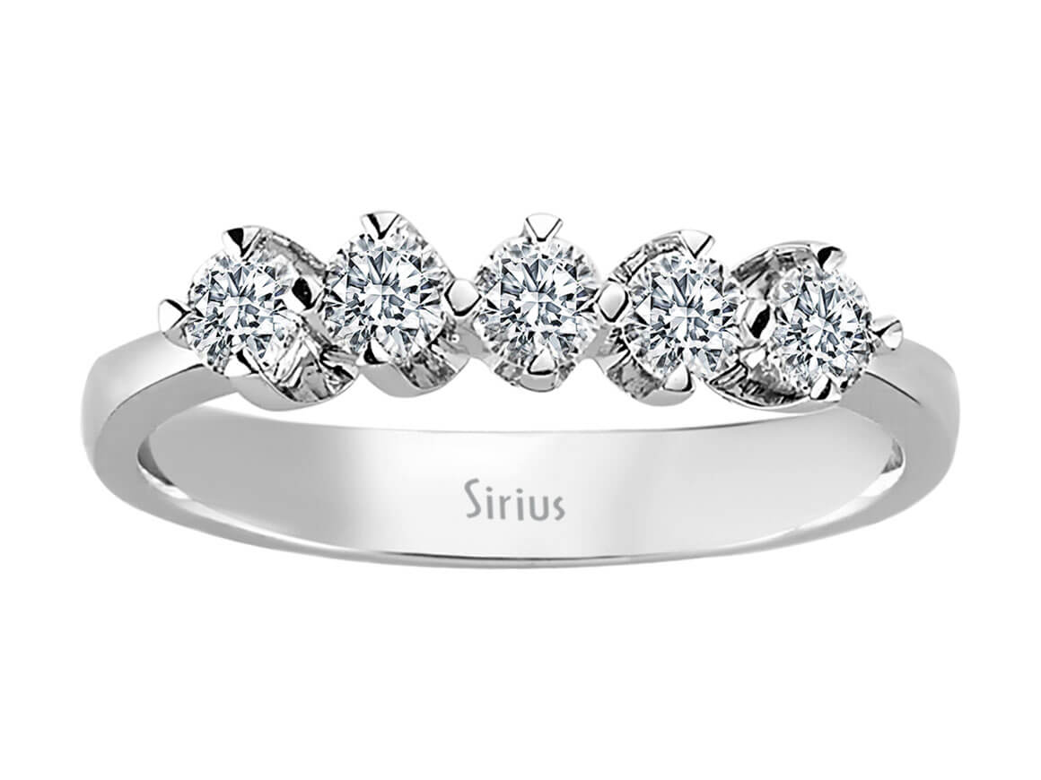 0,58 Carat Diamant 5 Diamanten Allianz in 585er 14 K Weißgold - handgefertigter Diamantschmuck aus Feingold | Sirius Diamant