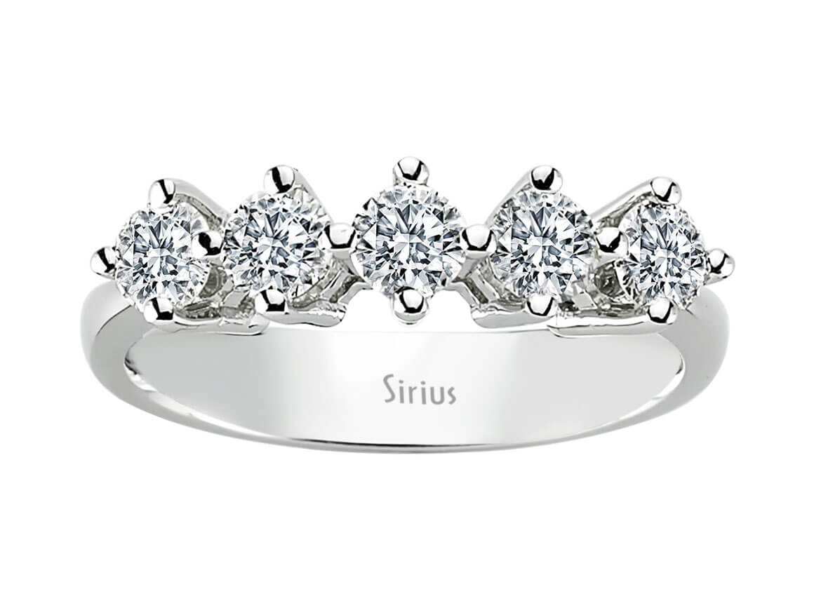 0,95 Carat 5 Diamanten Allianz in 585er 14 K Weißgold - handgefertigter Diamantschmuck aus Feingold | Sirius Diamant