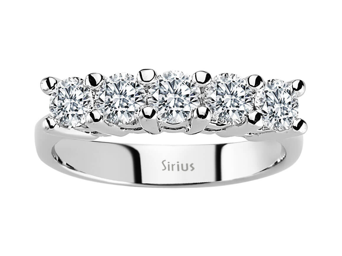 1,24 Carat Diamant 5 Diamanten Allianz in 14 Karat Weißgold - handgefertigter Diamantschmuck aus Feingold | Sirius Diamant