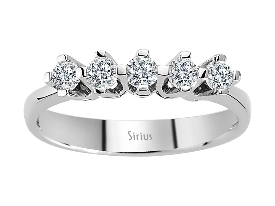 0,47 Carat Diamant 5 Diamanten Allianz in 585er 14 K Weißgold - handgefertigter Diamantschmuck aus Feingold | Sirius Diamant
