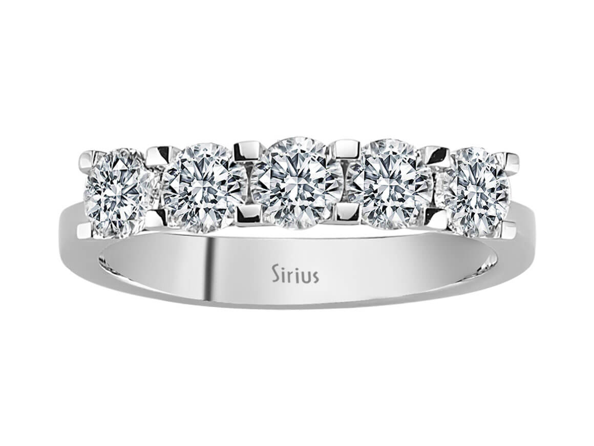 1,18 Karat 5 Diamanten Allianz in 14 Karat Weißgold - handgefertigter Diamantschmuck aus Feingold | Sirius Diamant