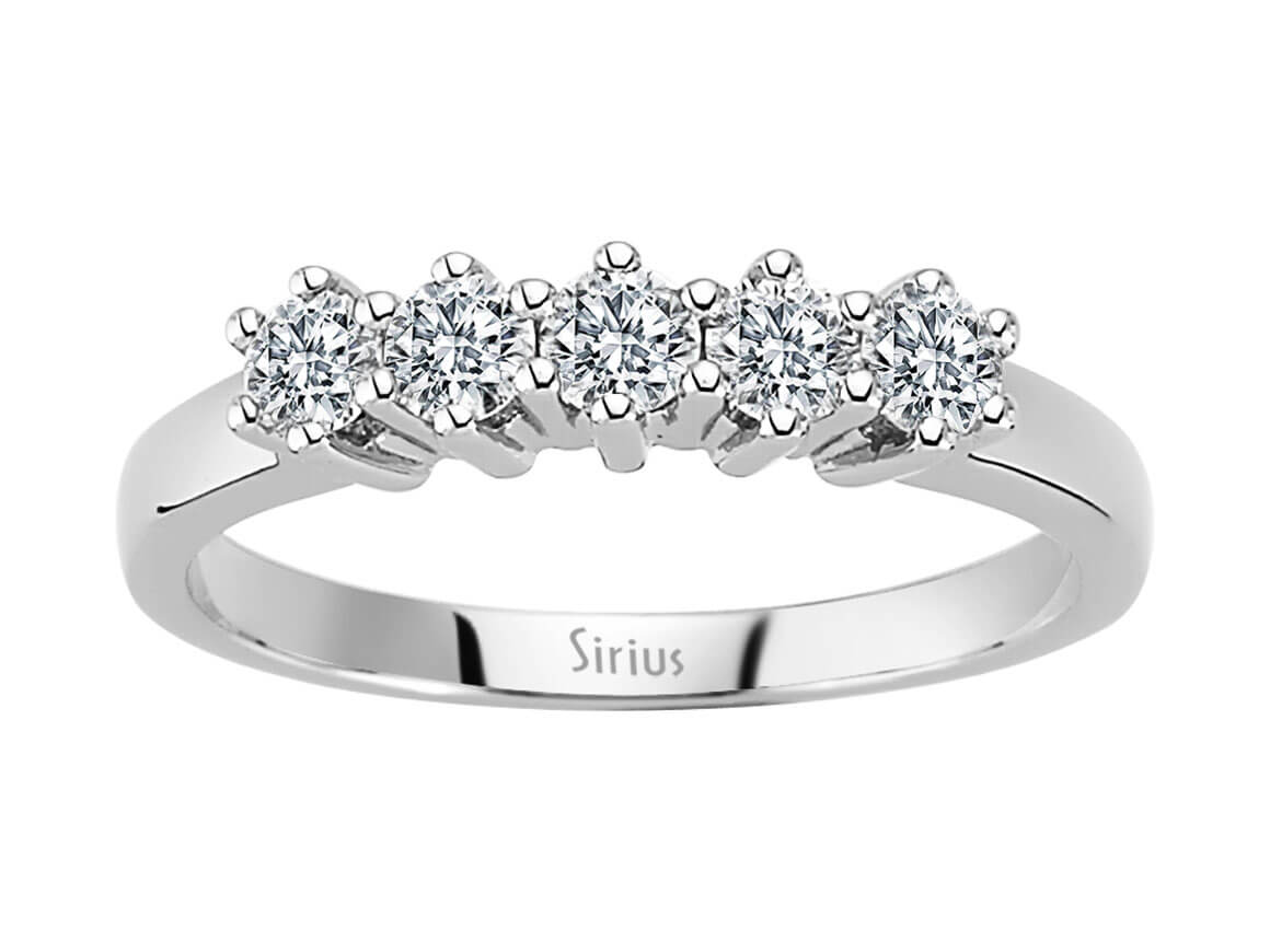 0,46 Carat Diamant 5 Diamanten Allianz in 585er 14 Karat Weißgold - handgefertigter Diamantschmuck aus Feingold | Sirius Diamant