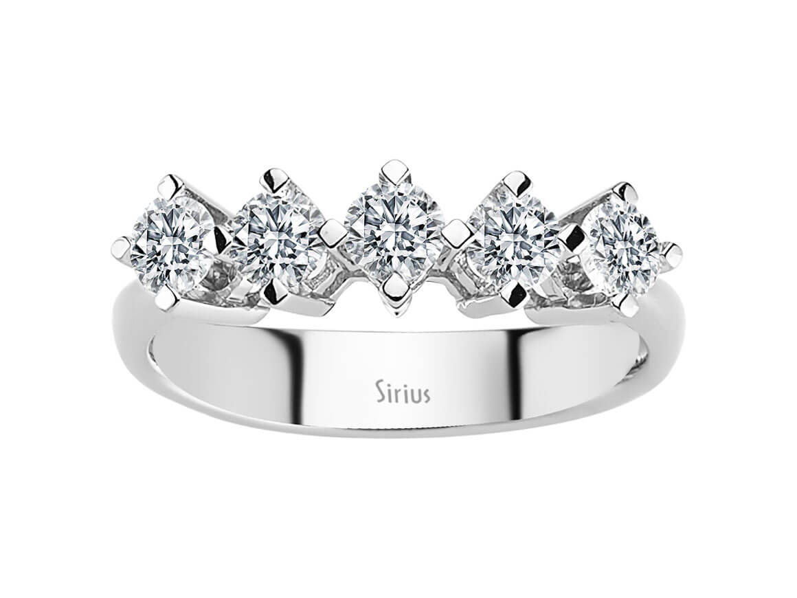 0.80 carat diamond 5 stone alliance in 14 carat white gold