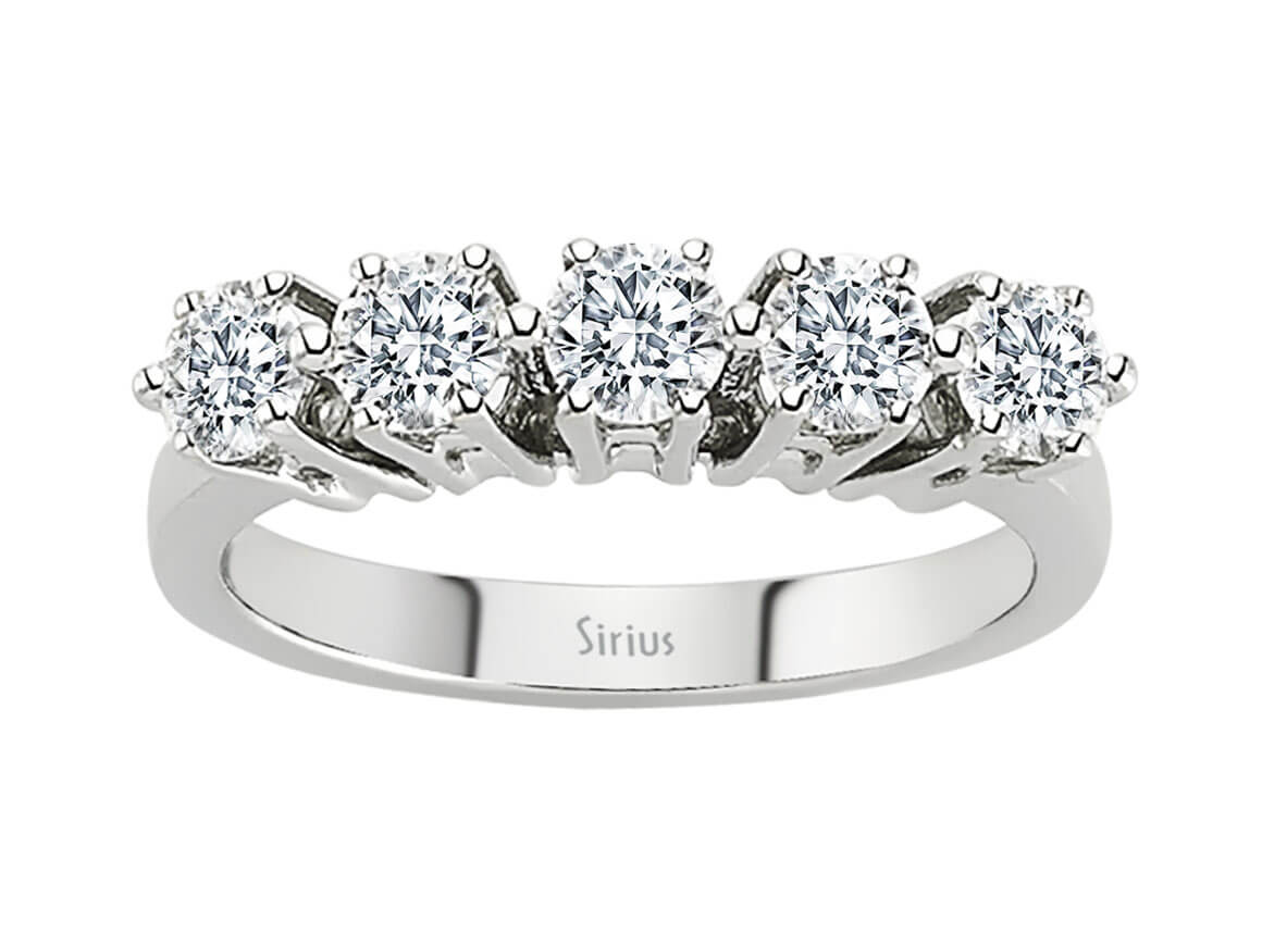 1,16 ct. 5 Diamanten Allianz in 585er 14 K Weißgold – handgefertigter Diamantschmuck aus Feingold | Sirius Diamant