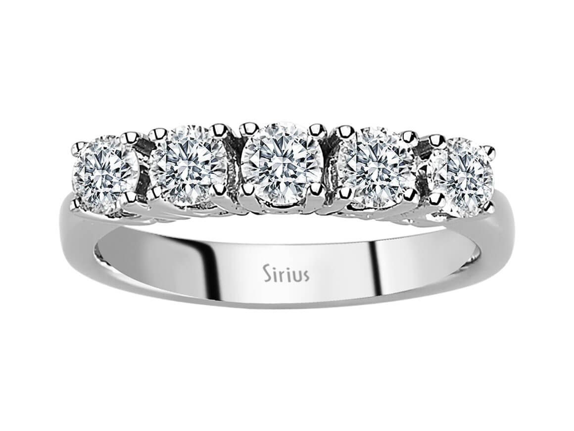 0,96 Carat 5 Diamanten Allianz in 14 K Weißgold - handgefertigter Diamantschmuck aus Feingold | Sirius Diamant