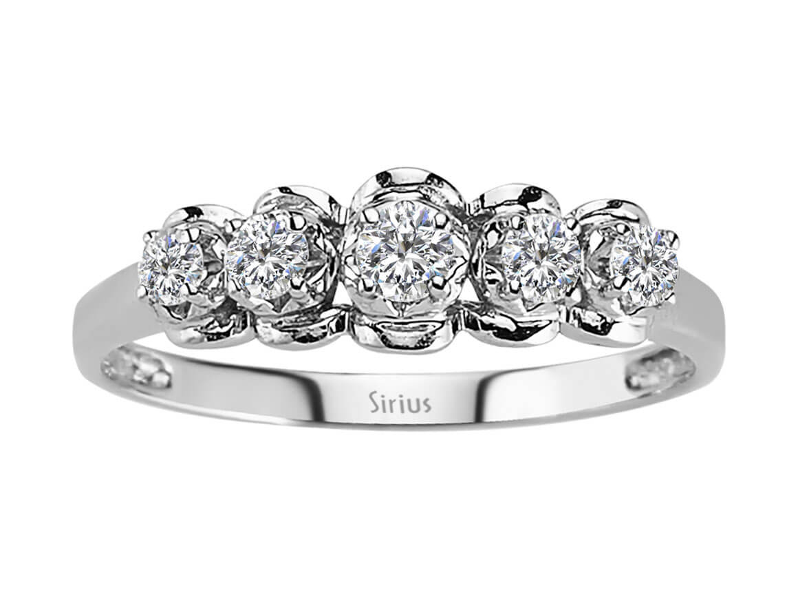 0,28 Carat Diamant 5 Diamanten Allianz in 18K Weißgold - handgefertigter Diamantschmuck aus Feingold | Sirius Diamant