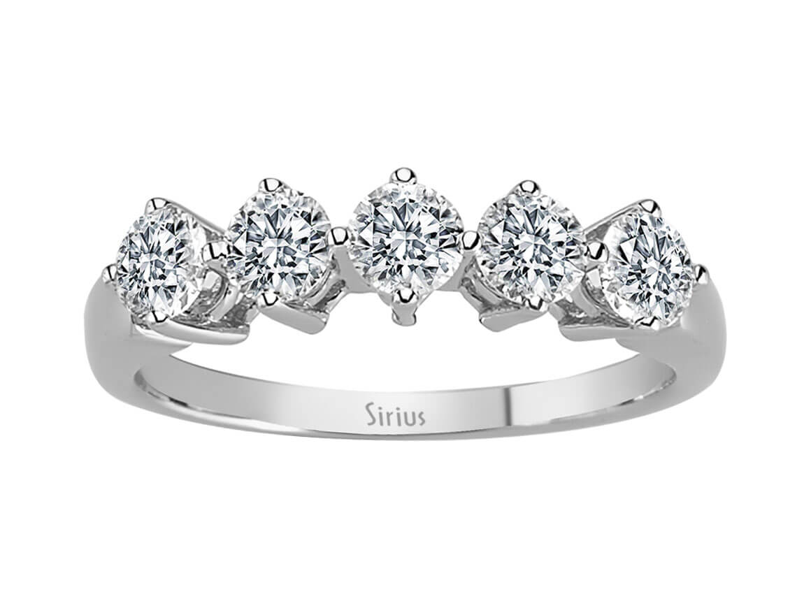 0,96 Carat 5 Diamanten Allianz in 585er 14 K Weißgold - handgefertigter Diamantschmuck aus Feingold | Sirius Diamant