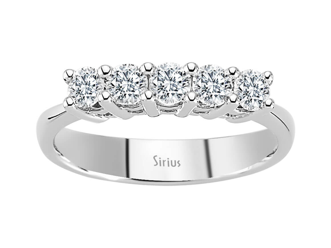 0,71 Carat Diamant 5 Diamanten Allianz in 585er 14 K Weißgold - handgefertigter Diamantschmuck aus Feingold | Sirius Diamant