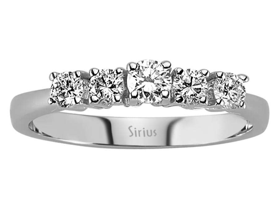 0,58 Carat Diamant 5 Diamanten Allianz in 14 K Weißgold - handgefertigter Diamantschmuck aus Feingold | Sirius Diamant