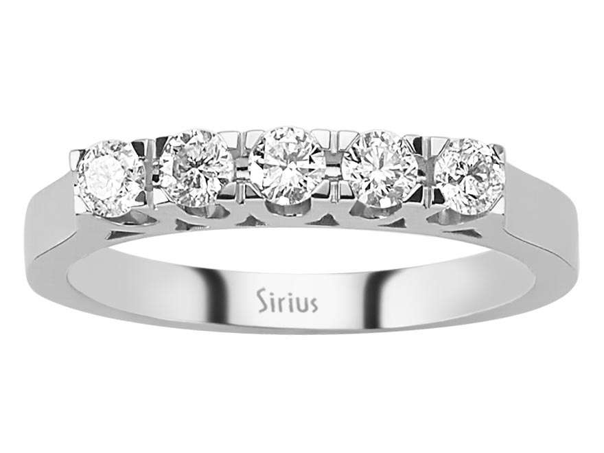0,38 Karat Diamant 5 Diamanten Allianz in 585er 14 K Weißgold - handgefertigter Diamantschmuck aus Feingold | Sirius Diamant