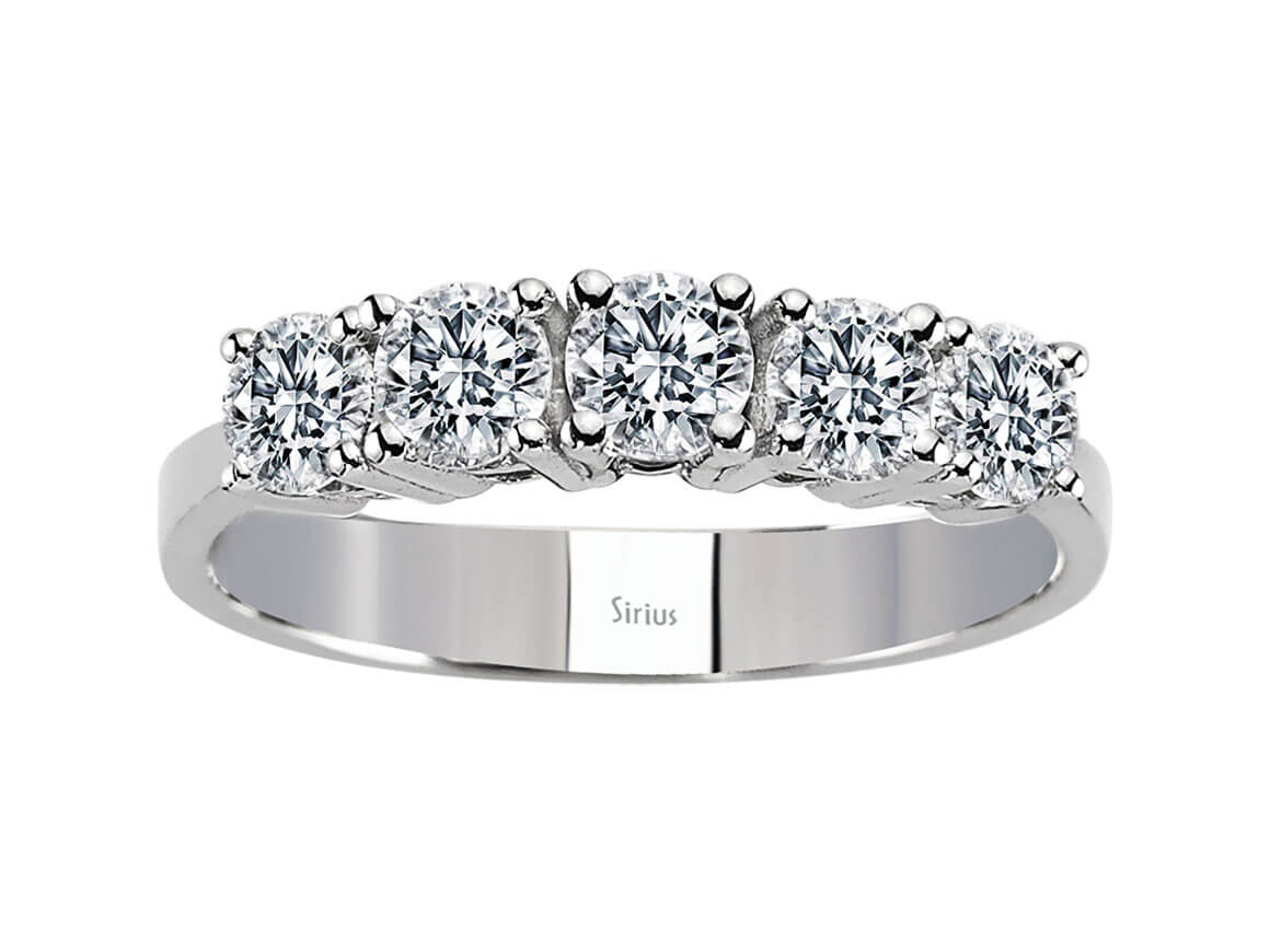 0,98 Karat Diamant 5 Diamanten Allianz - handgefertigter Diamantschmuck aus Feingold | Sirius Diamant