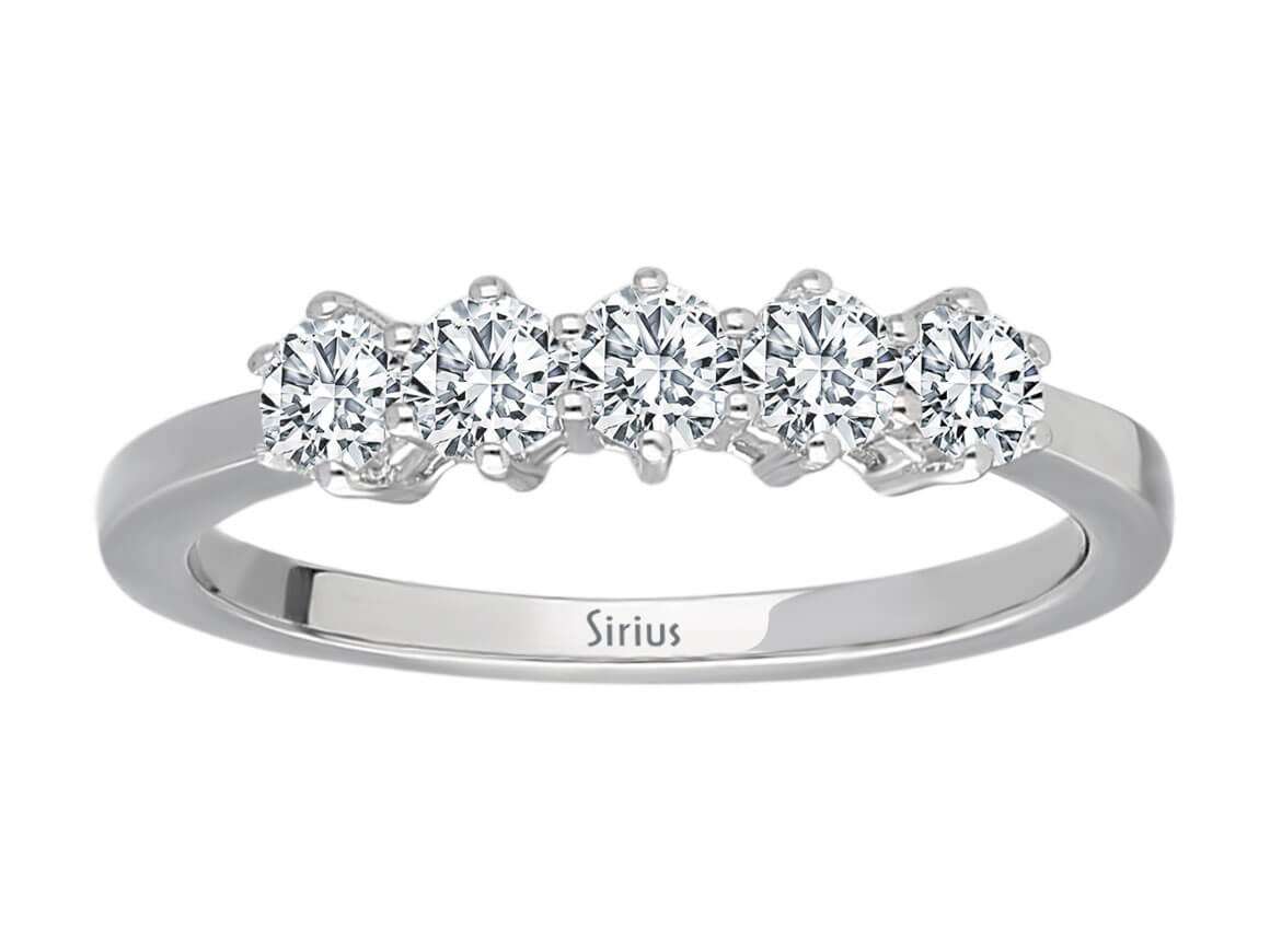 0,60 Carat 5 Diamanten Allianz - handgefertigter Diamantschmuck aus Feingold | Sirius Diamant