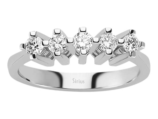 0,40 Karat Diamant 5 Diamanten Allianz - handgefertigter Diamantschmuck aus Feingold | Sirius Diamant
