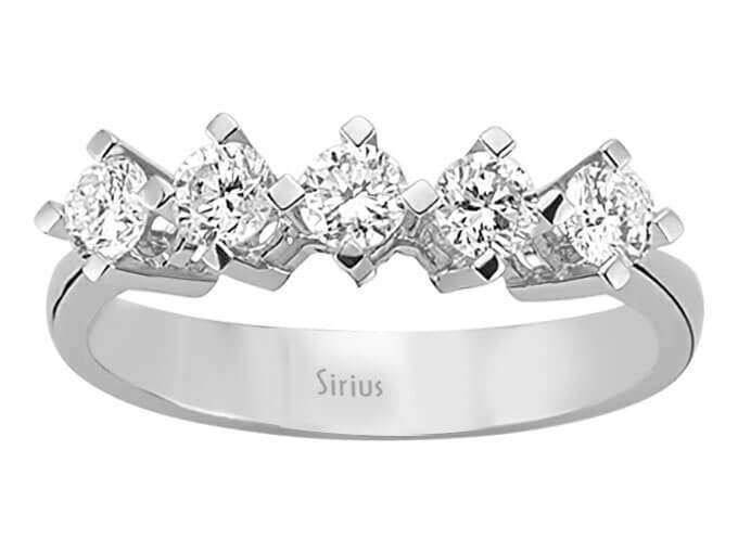 0,70 Karat Diamant 5 Diamanten Allianz - handgefertigter Diamantschmuck aus Feingold | Sirius Diamant