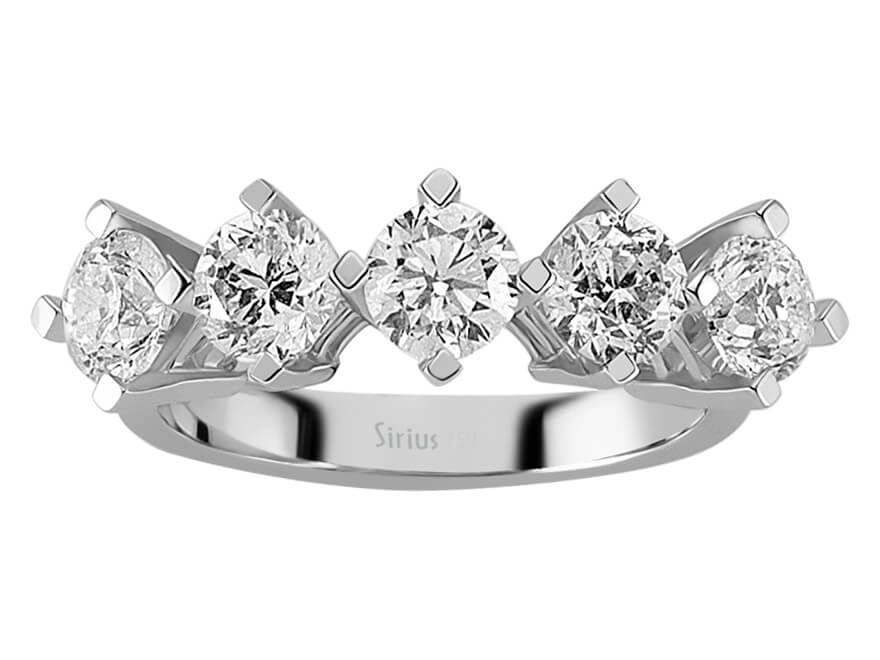 2,30 Karat Diamant 5 Diamanten Allianz - handgefertigter Diamantschmuck aus Feingold | Sirius Diamant
