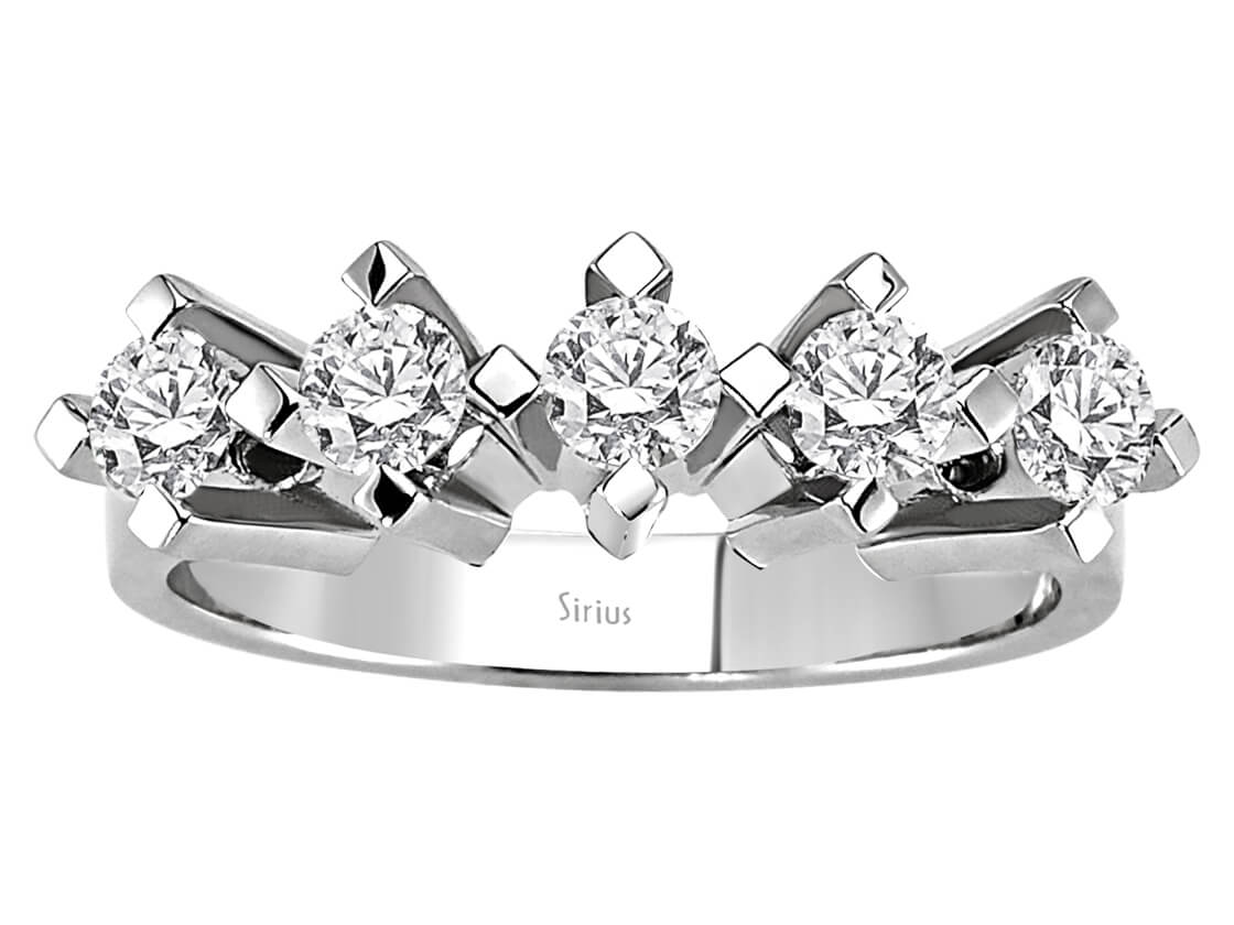 0,80 Karat Diamant 5 Diamanten Allianz - handgefertigter Diamantschmuck aus Feingold | Sirius Diamant
