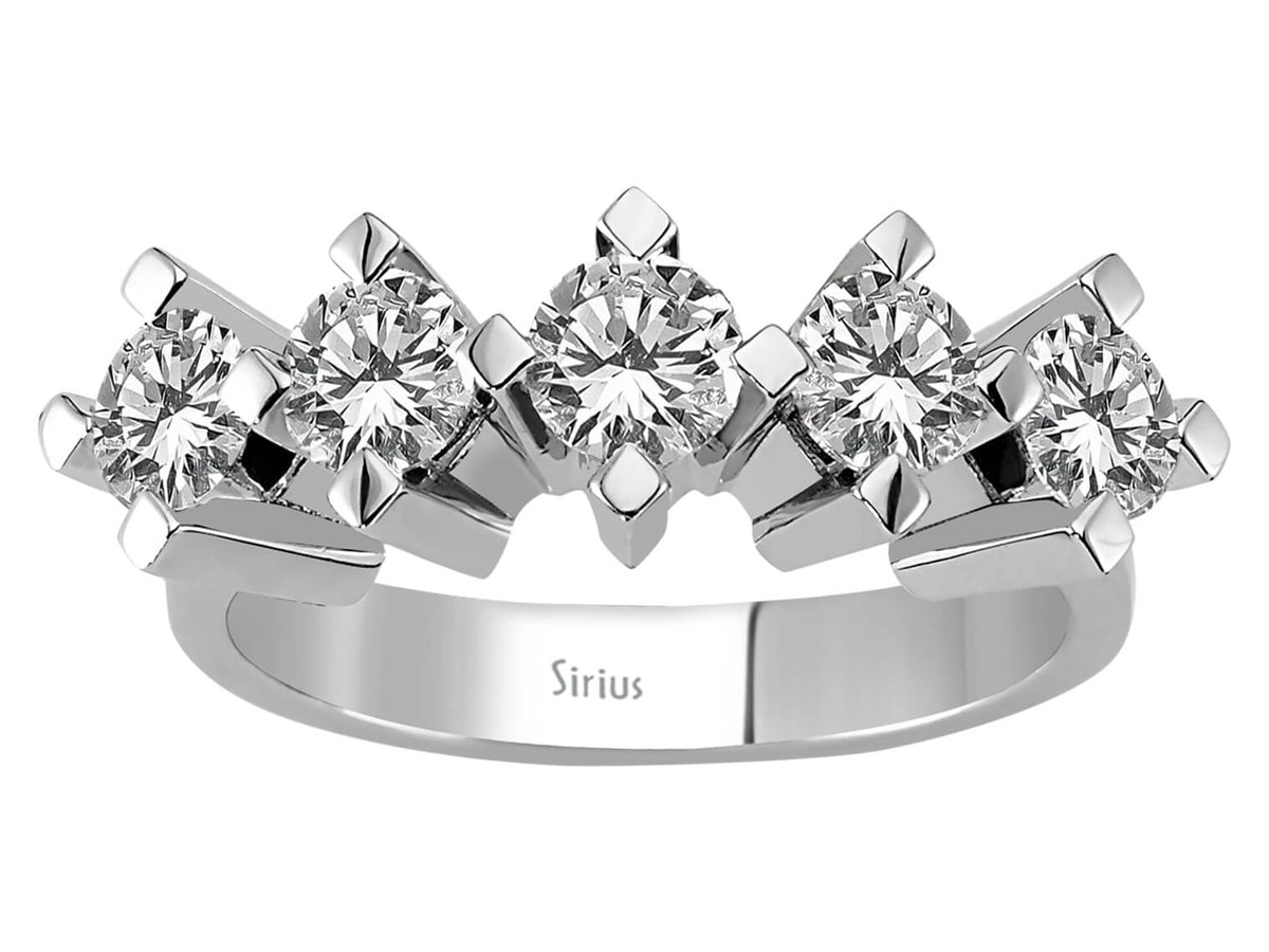 1,56 Karat 5 Diamanten Allianz - handgefertigter Diamantschmuck aus Feingold | Sirius Diamant