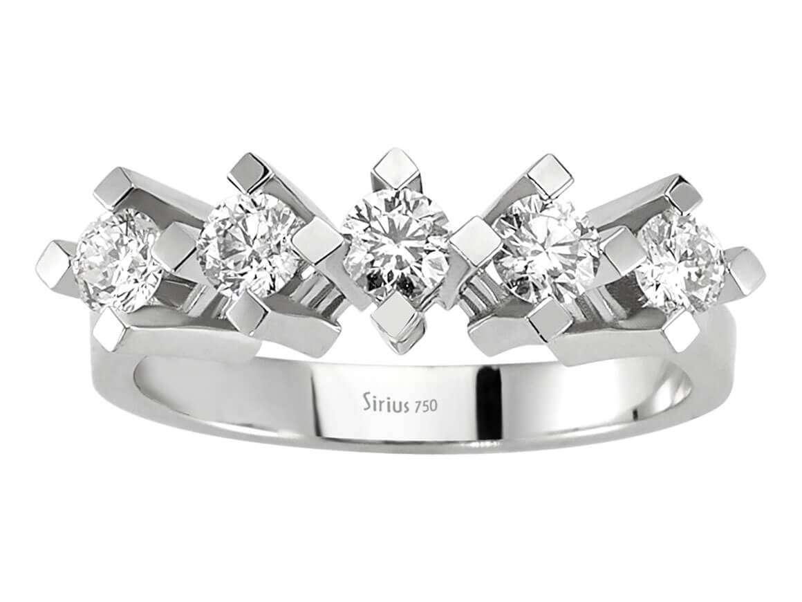 0,78 Carat Diamant 5 Diamanten Allianz - handgefertigter Diamantschmuck aus Feingold | Sirius Diamant