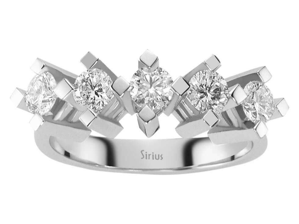 E Farbe 0,96 Carat 5 Diamanten Allianz - handgefertigter Diamantschmuck aus Feingold | Sirius Diamant