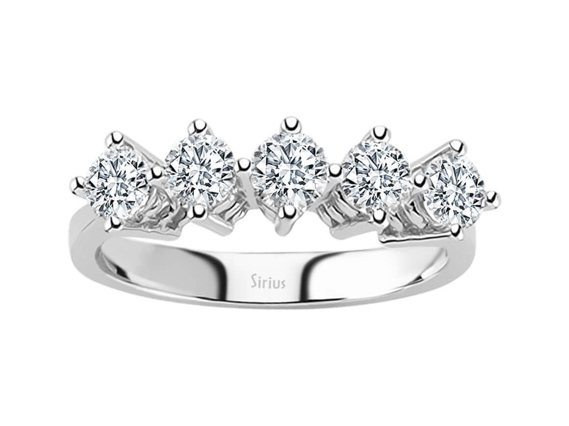 1 Karat Diamant 5 Diamanten Allianz - handgefertigter Diamantschmuck aus Feingold | Sirius Diamant