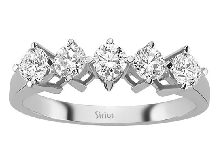 0,75 Karat Diamant 5 Diamanten Allianz - handgefertigter Diamantschmuck aus Feingold | Sirius Diamant
