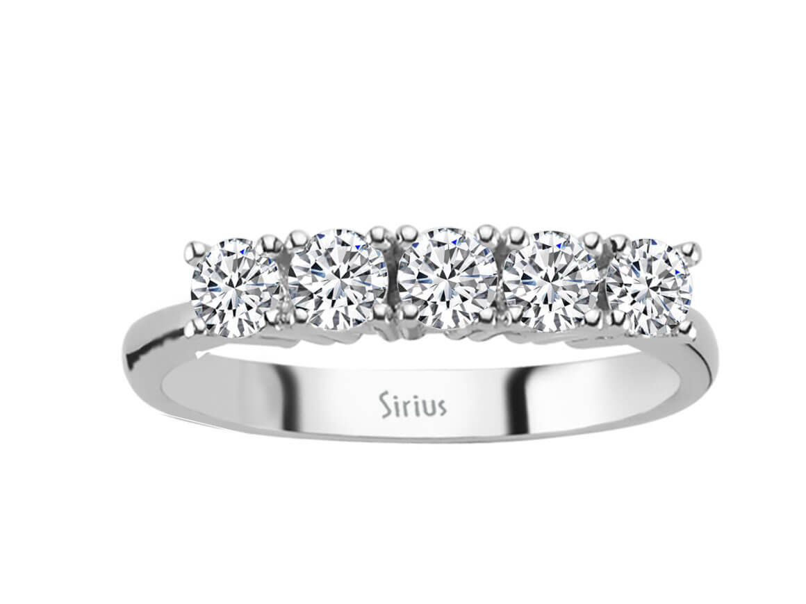 0,74 Karat 5 Diamanten Allianz in 18 K - handgefertigter Diamantschmuck aus Feingold | Sirius Diamant