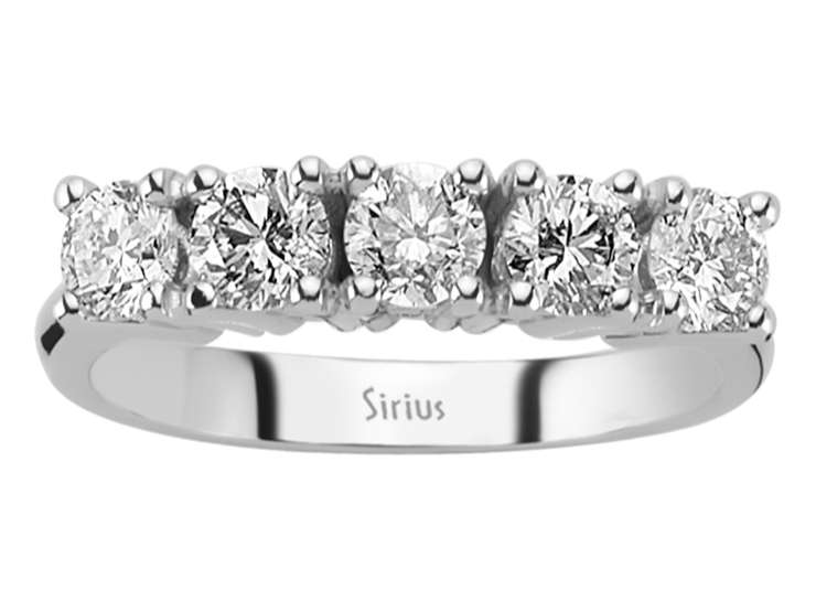 1,24 Karat Diamant 5 Diamanten Allianz - handgefertigter Diamantschmuck aus Feingold | Sirius Diamant