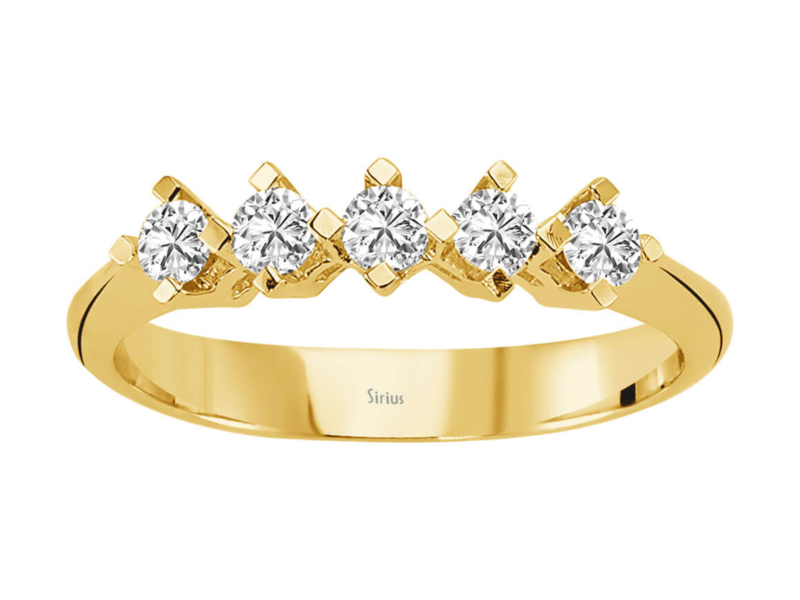 E Farbe 0,34 Carat Diamant 5 Diamanten Allianz – handgefertigter Diamantschmuck aus Feingold | Sirius Diamant