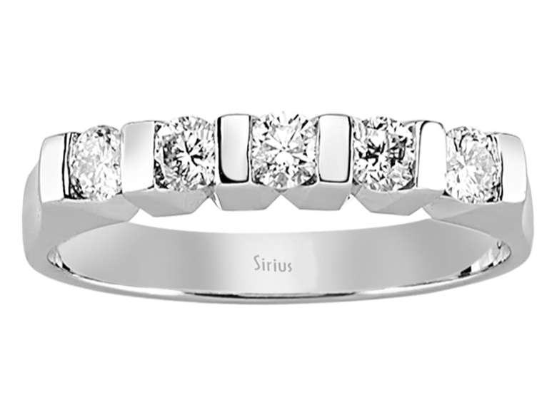 0,45 Carat 5 Diamanten Allianz in 585er Weißgold - handgefertigter Diamantschmuck aus Feingold | Sirius Diamant