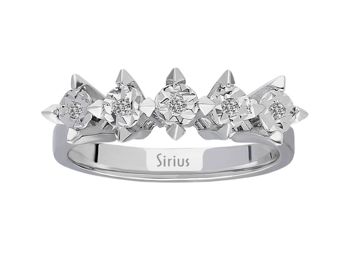 1,00 Carat Effekt Diamant 5 Diamanten Allianz - handgefertigter Diamantschmuck aus Feingold | Sirius Diamant