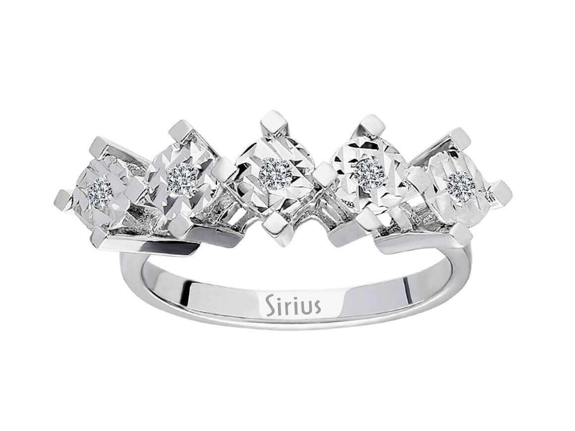 1,50 Carat Effekt Diamant 5 Diamanten Allianz - handgefertigter Diamantschmuck aus Feingold | Sirius Diamant