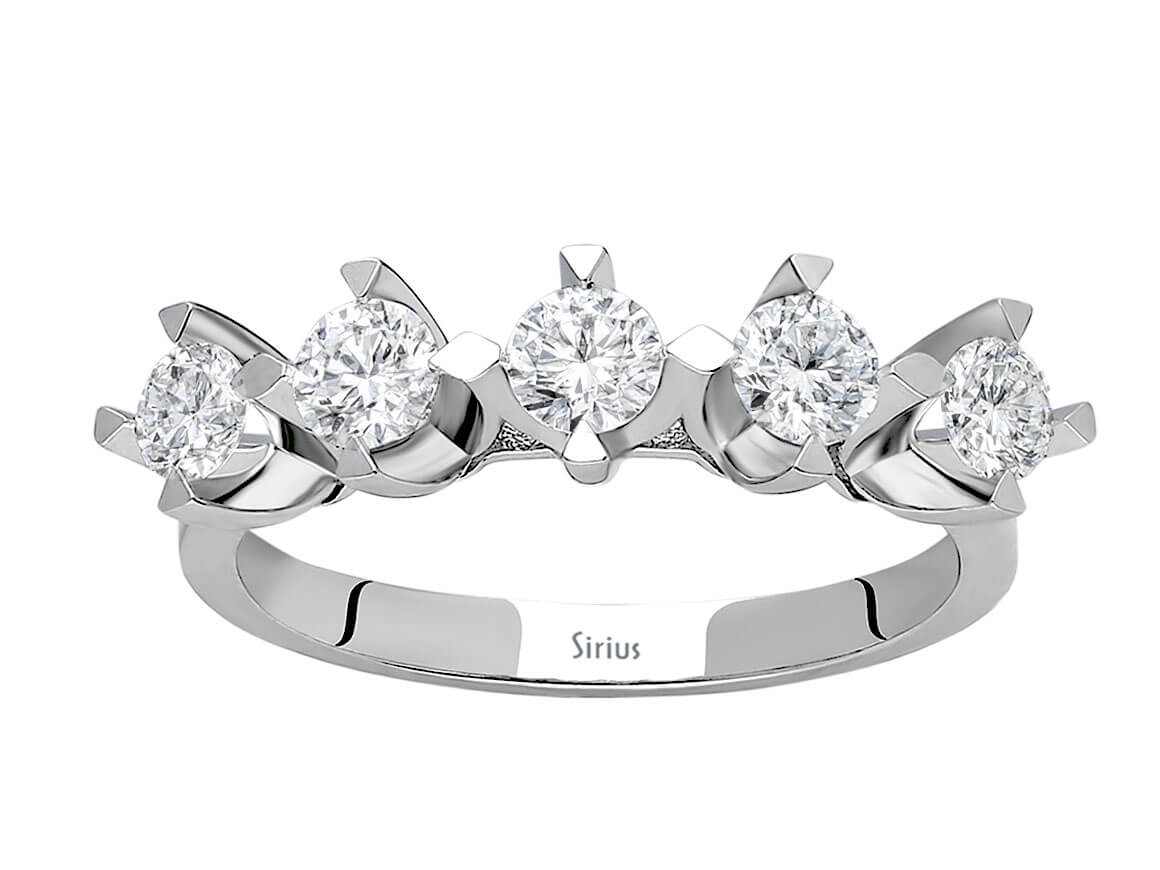 1,50 Carat Diamant 5 Diamanten Allianz - handgefertigter Diamantschmuck aus Feingold | Sirius Diamant