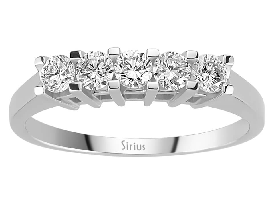 0,46 Karat Diamant 5 Diamanten Allianz - handgefertigter Diamantschmuck aus Feingold | Sirius Diamant
